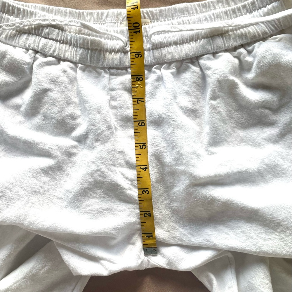 J. Crew White Drawstring Ankle Cropped Pants Linen/Cotton Blend with Cuffs Sz 10 - Picture 9 of 12